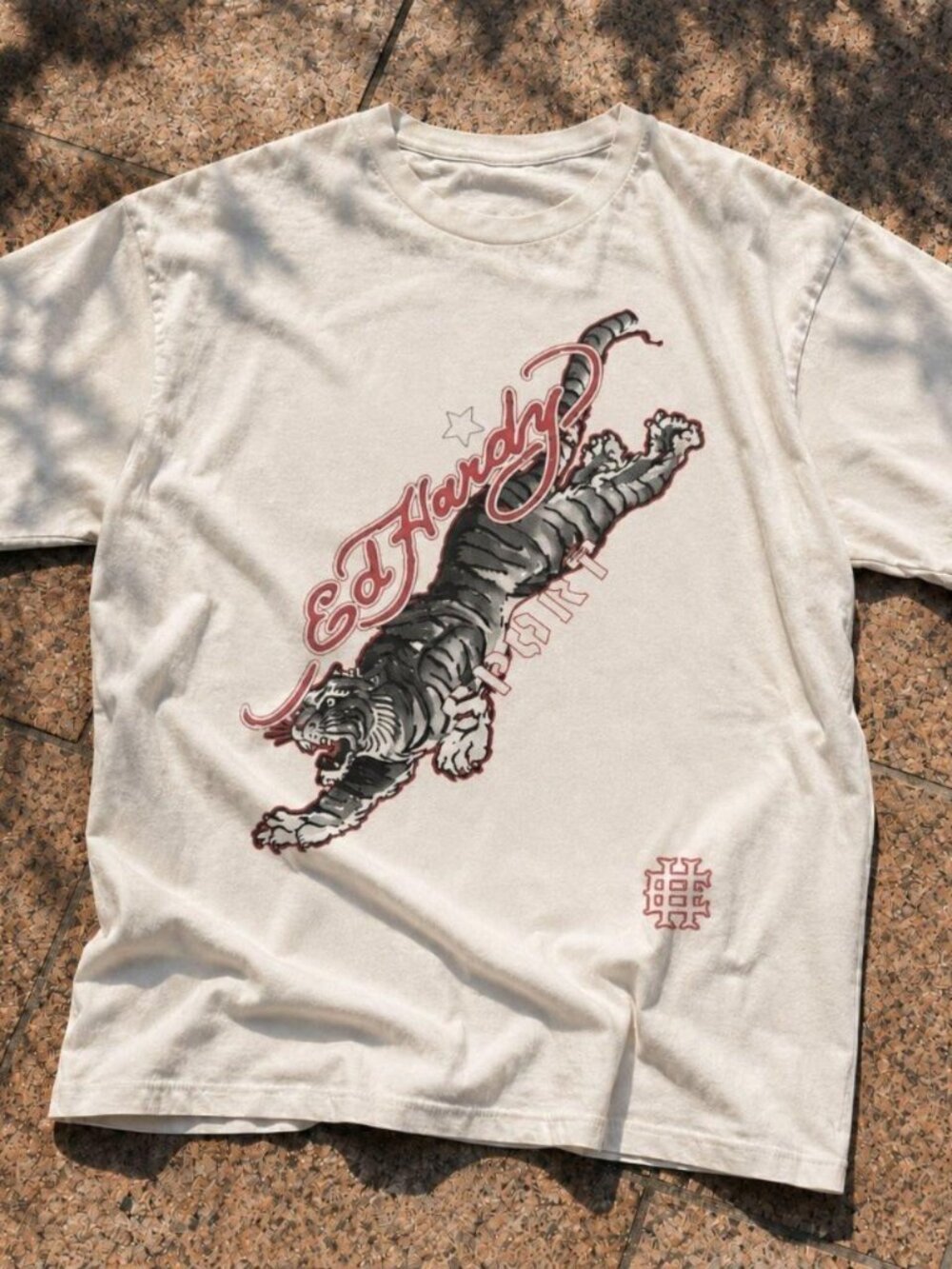 Ed Hardy Tiger Graphic Tee White Unisex T-Shirt Tattoo Style Shirt